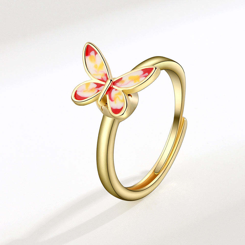 Fidget Anello Anti-ansia Anello Spinner Regolabile Aperto Con Farfalla Regali Per Lei - soufeelit