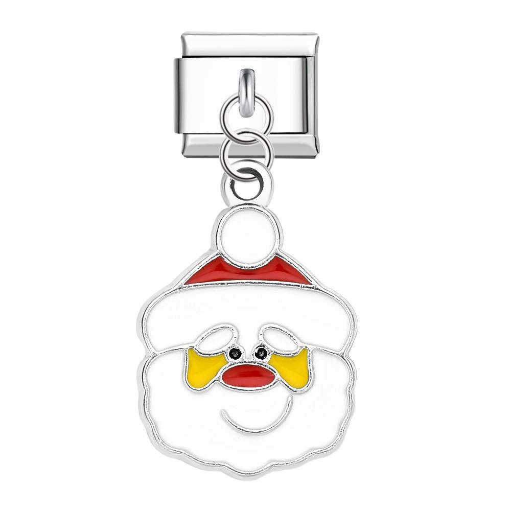 Charm Italiano Babbo Natale Per Braccialetti Con Charm Italiani Link Composable Regalo Di Natale - soufeelit