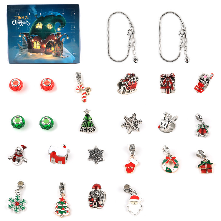 Bracciale Con Ciondolo A Forma Di Scatola Cieca A Sorpresa Con Ciondolo Natalizio, Con 24 Braccialetti Con Scatola Regalo Per Conto Alla Rovescia E Calendario, Con Ciondoli Fai Da Te - soufeelit