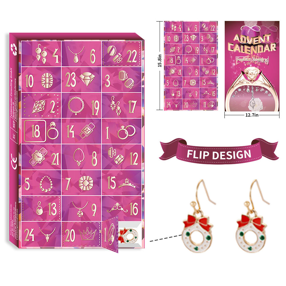 Scatola Per Calendario Dell'avvento Di Natale Con 24 Numeri, Anello, Collana, Gioielli, Scatola Natalizia - soufeelit
