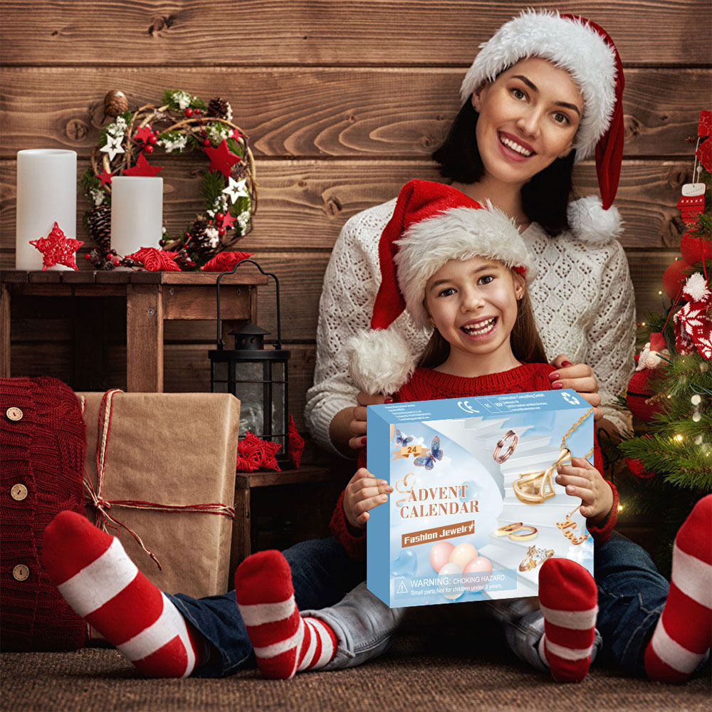 Calendario Dell'avvento Per Natale Anello Collana Orecchini Portagioie Set Natale Set Da 24 Pezzi - soufeelit