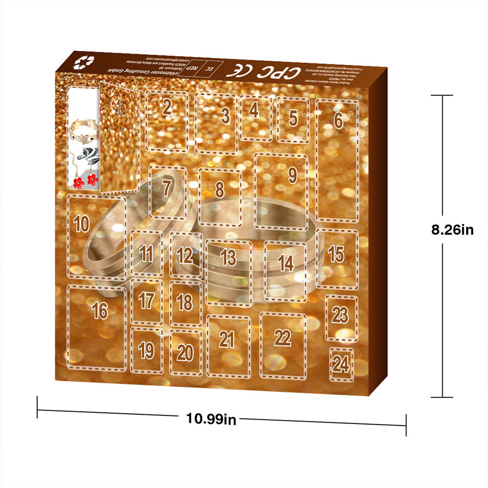 Scatola Natalizia Calendario Dell'avvento Set Di Gioielli Scatola Anello Collana Orecchini Natale Set Da 24 Pezzi - soufeelit