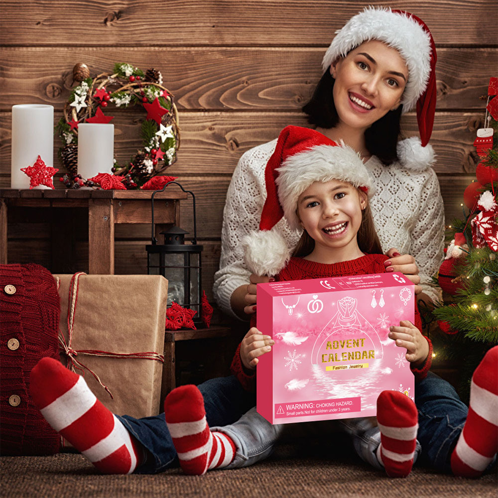 Calendario Dell'avvento Per Natale, Set Di Gioielli, Anelli, Collane, Orecchini, Set Da 24 Pezzi - soufeelit