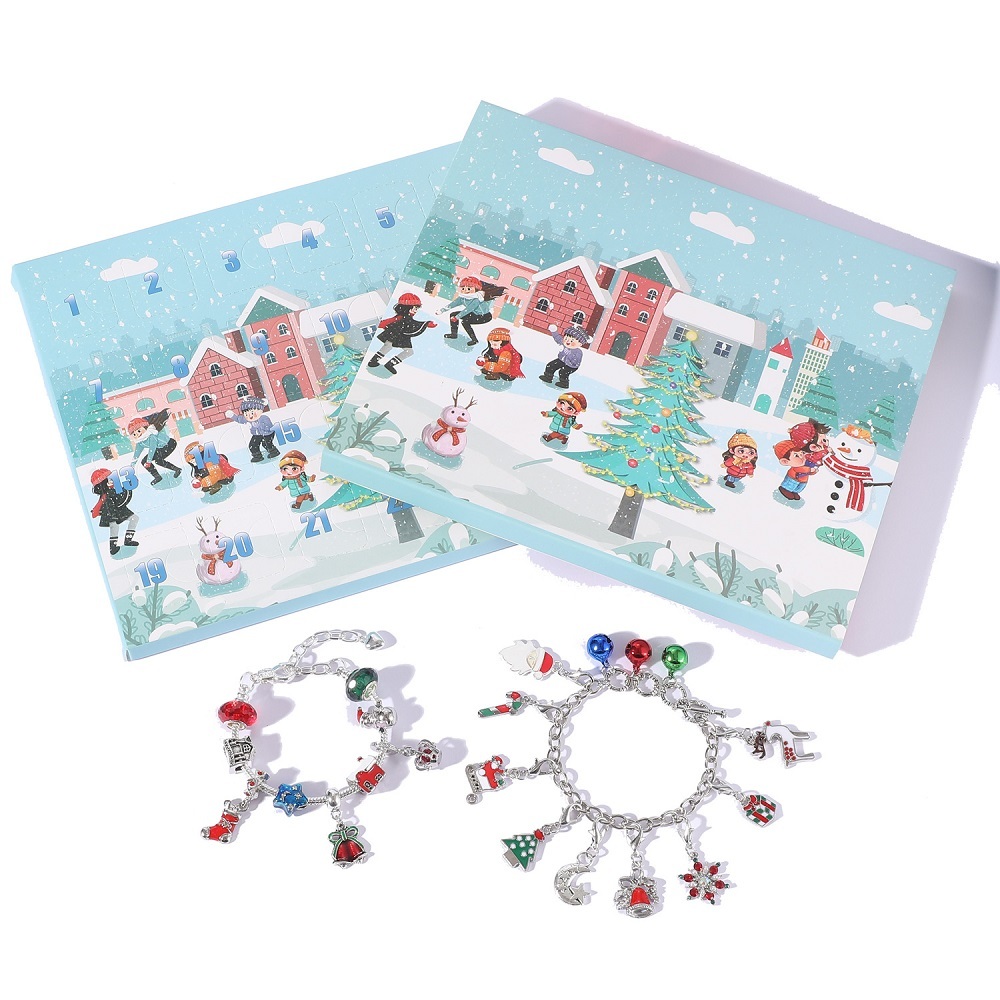 Set Di Braccialetti Di Natale Fai-da-te, Scatola Cieca Per Il Conto Alla Rovescia Dell'avvento, Regalo Per Braccialetti Per Bambini - soufeelit