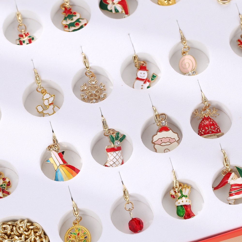 Set Di Braccialetti Con Ciondoli Natalizi, Calendario Dell'avvento, 24, Scatola Cieca Con Conto Alla Rovescia - soufeelit
