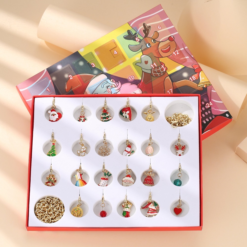 Set Di Braccialetti Con Ciondoli Natalizi, Calendario Dell'avvento, 24, Scatola Cieca Con Conto Alla Rovescia - soufeelit