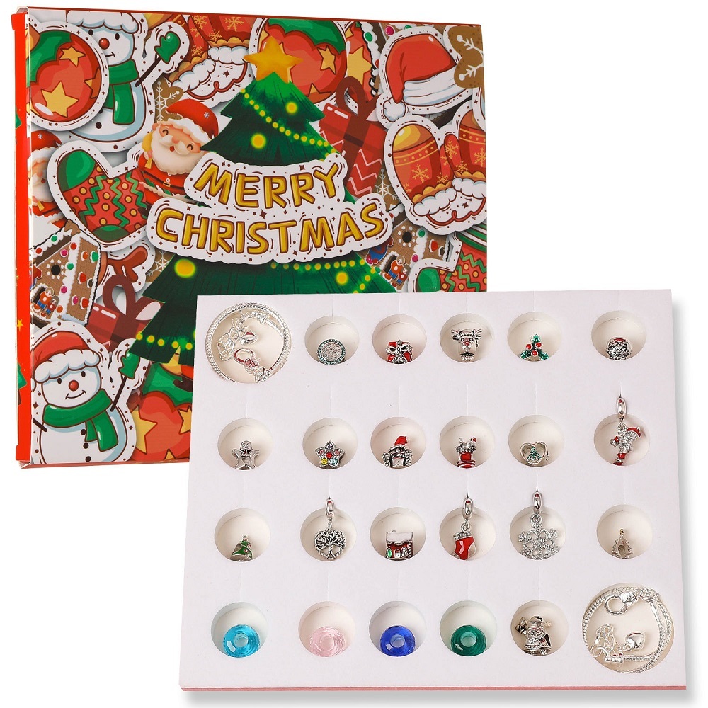 Set Di Braccialetti Con Ciondoli Fai-da-te, Scatola Di Ciondoli Natalizi, Calendario Dell'avvento, 24, Conto Alla Rovescia, Sorpresa, Scatola Cieca - soufeelit