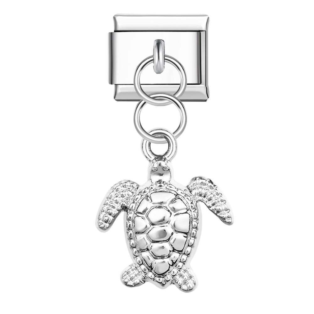 Charm Italiano Tartaruga In Argento Per Braccialetti Con Charm Italiani Link Composable - soufeelit