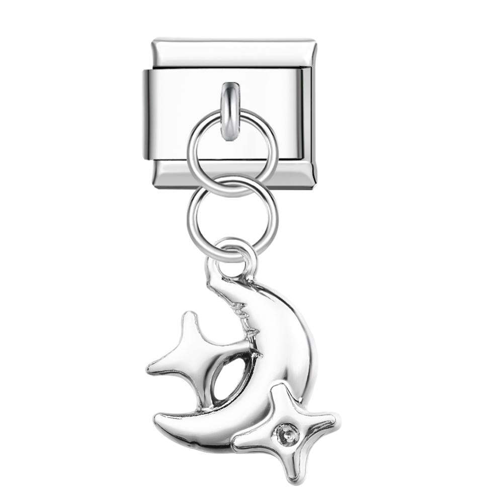 Charm Italiano Stella E Luna Per Braccialetti Con Charm Italiani Link Composable - soufeelit