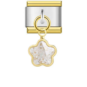 Ciondolo Stella Bianca Bordo Oro Charm Italiano Per Bracciali Charm Italiani Link Composable