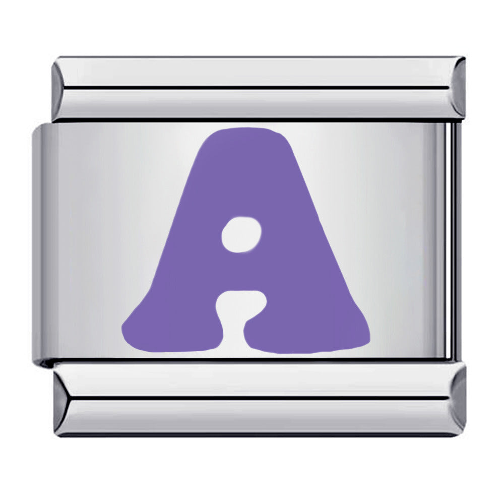 Charm Italiano Lettera A Viola Per Braccialetti Con Charm Italiani Link Composable - soufeelit