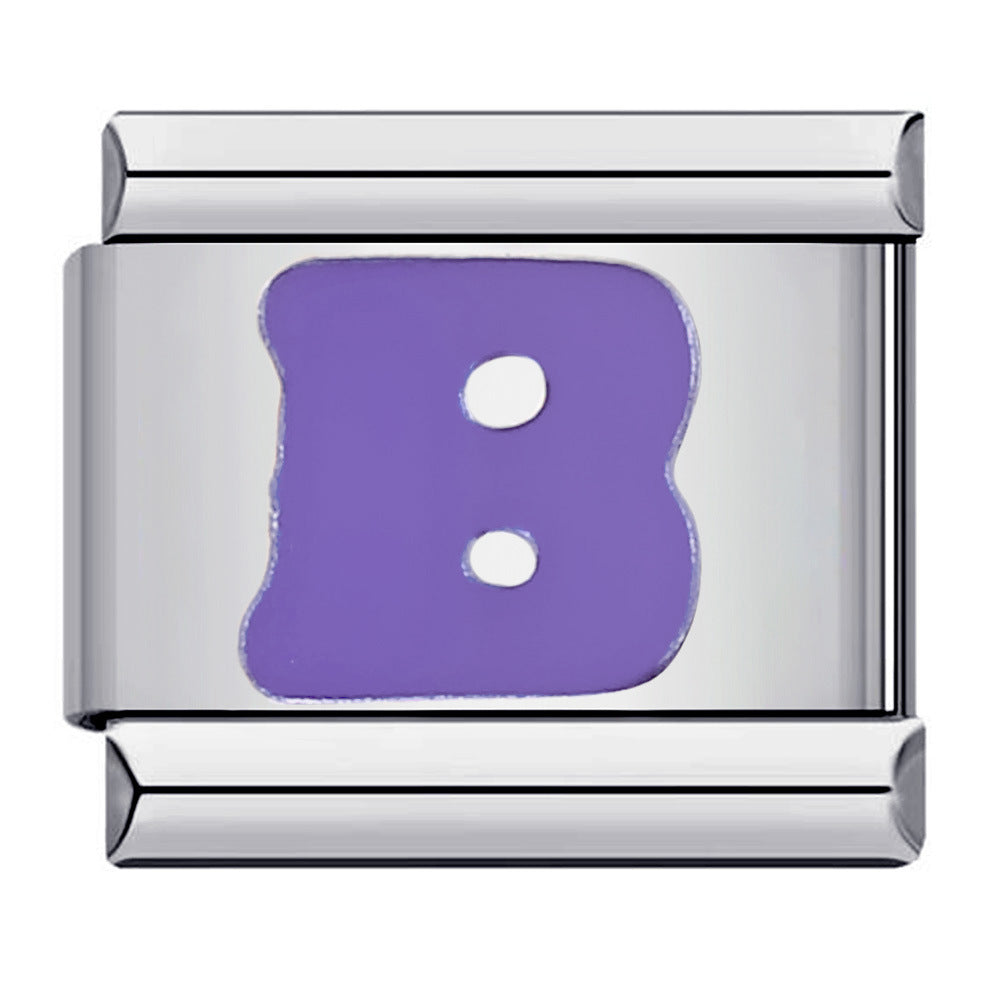 Charm Italiano Lettera B Viola Per Braccialetti Con Charm Italiani Link Composable - soufeelit