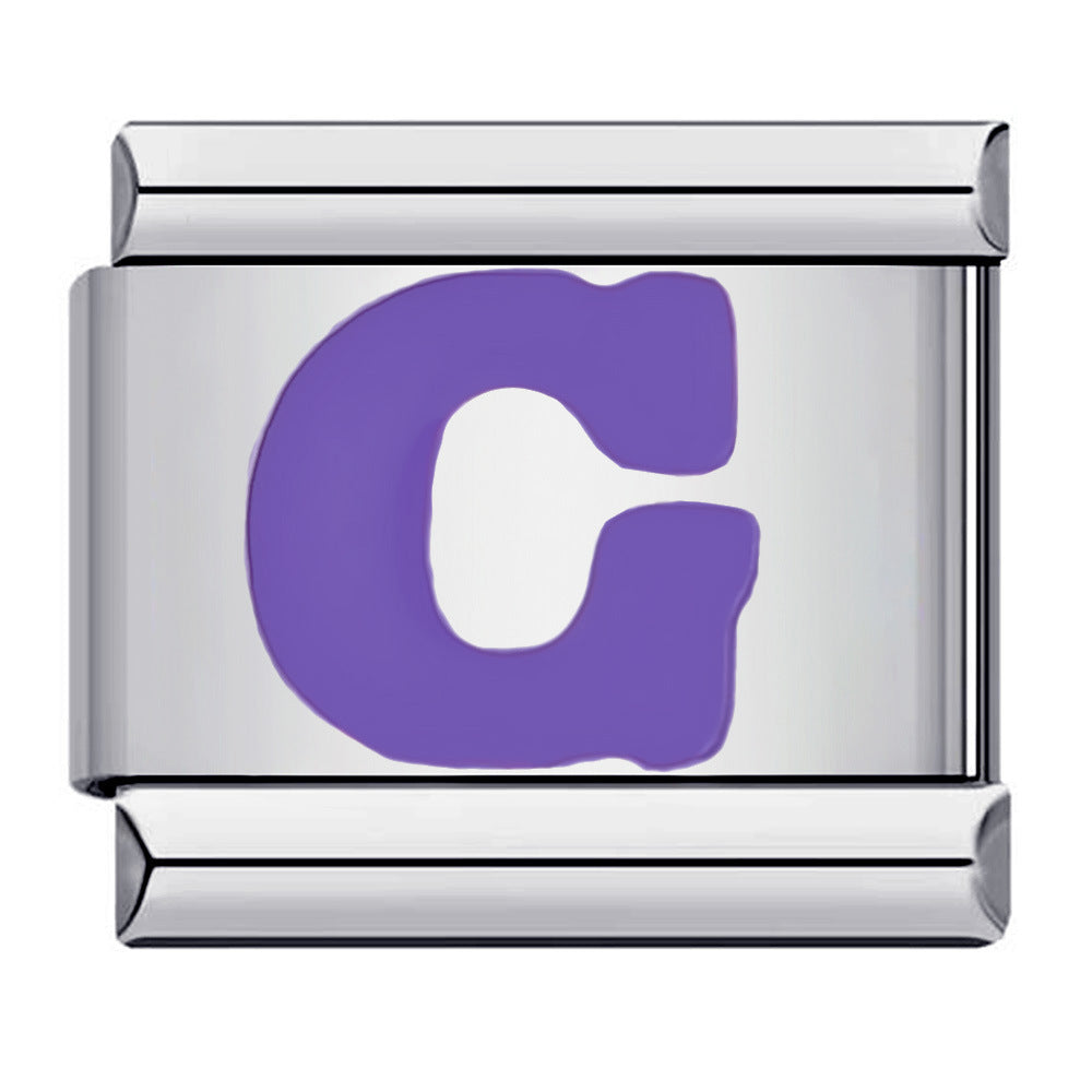 Charm Italiano Lettera G Viola Per Braccialetti Con Charm Italiani Link Composable - soufeelit