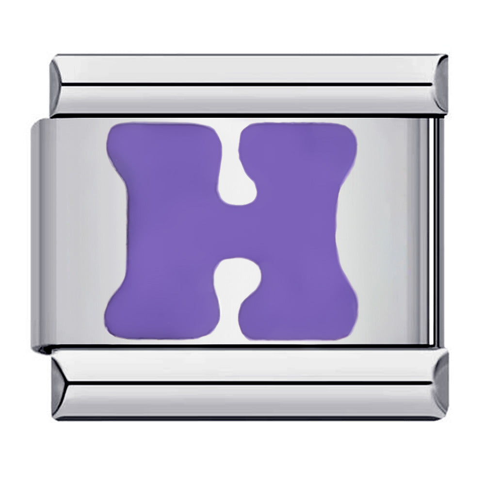 Charm Italiano Lettera H Viola Per Braccialetti Con Charm Italiani Link Composable - soufeelit