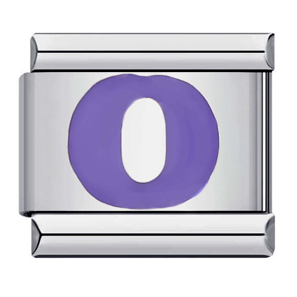 Charm Italiano Lettera O Viola Per Braccialetti Con Charm Italiani Link Composable - soufeelit