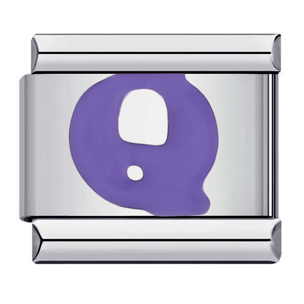 Charm Italiano Lettera Q Viola Per Braccialetti Con Charm Italiani Link Composable - soufeelit