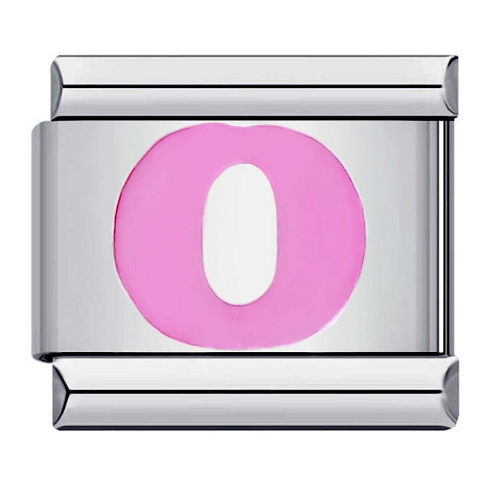 Charm Italiano Lettera O Rosa Per Braccialetti Con Charm Italiani Link Composable - soufeelit