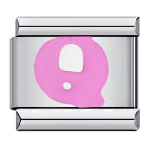 Charm Italiano Lettera Q Rosa Per Braccialetti Con Charm Italiani Link Composable