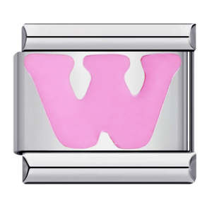 Charm Italiano Lettera W Rosa Per Braccialetti Con Charm Italiani Link Composable