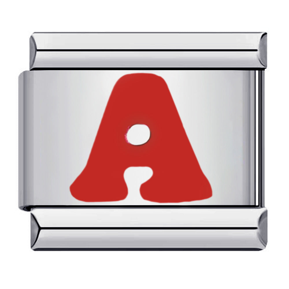 Charm Italiano Lettera A Rossa Per Braccialetti Con Charm Italiani Link Composable - soufeelit
