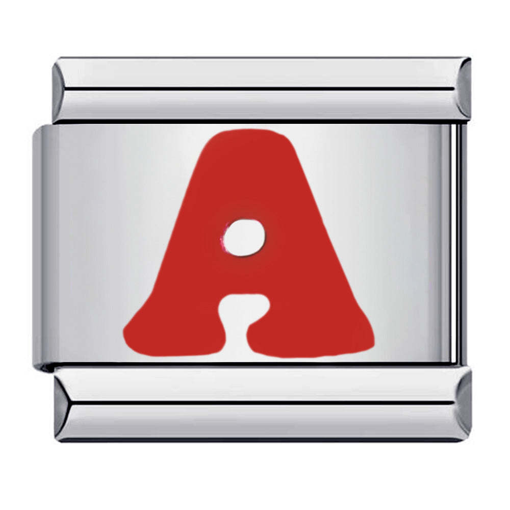 Charm Italiano Lettera A Rossa Per Braccialetti Con Charm Italiani Link Composable - soufeelit