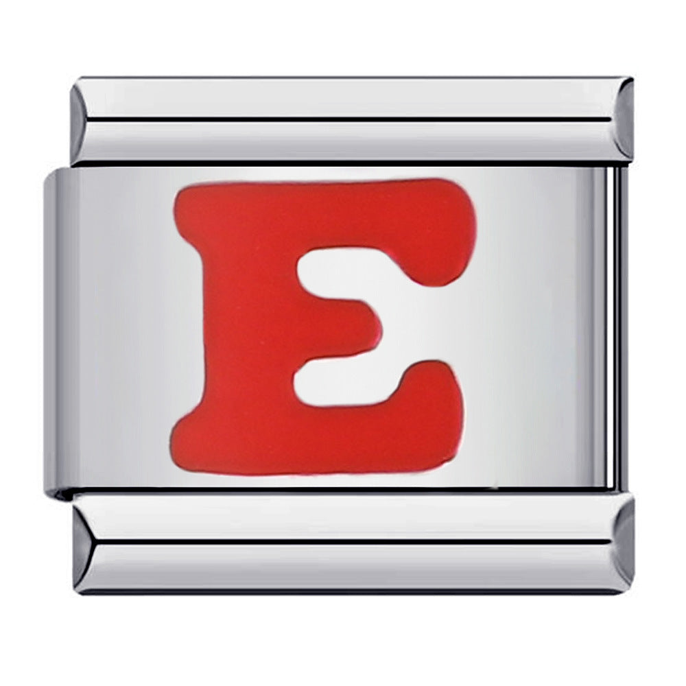 Charm Italiano Lettera E Rossa Per Braccialetti Con Charm Italiani Link Composable - soufeelit