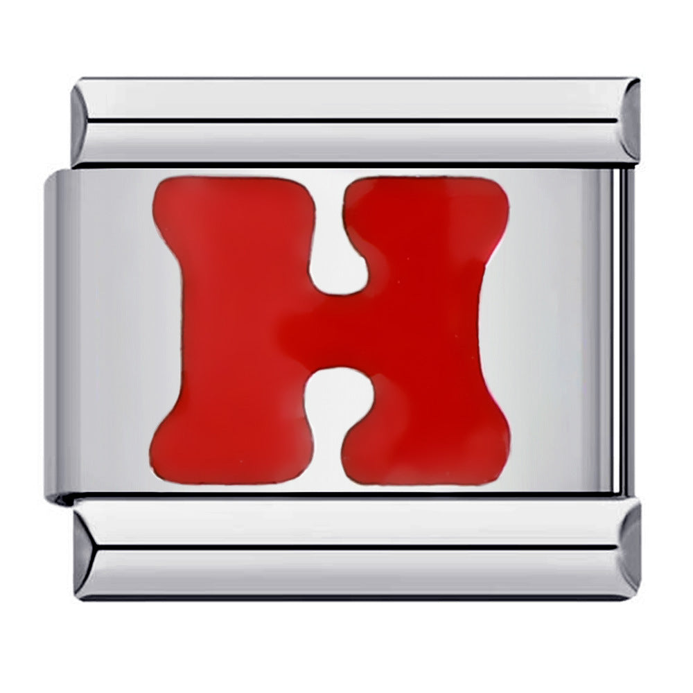 Charm Italiano Lettera H Rossa Per Braccialetti Con Charm Italiani Link Composable - soufeelit
