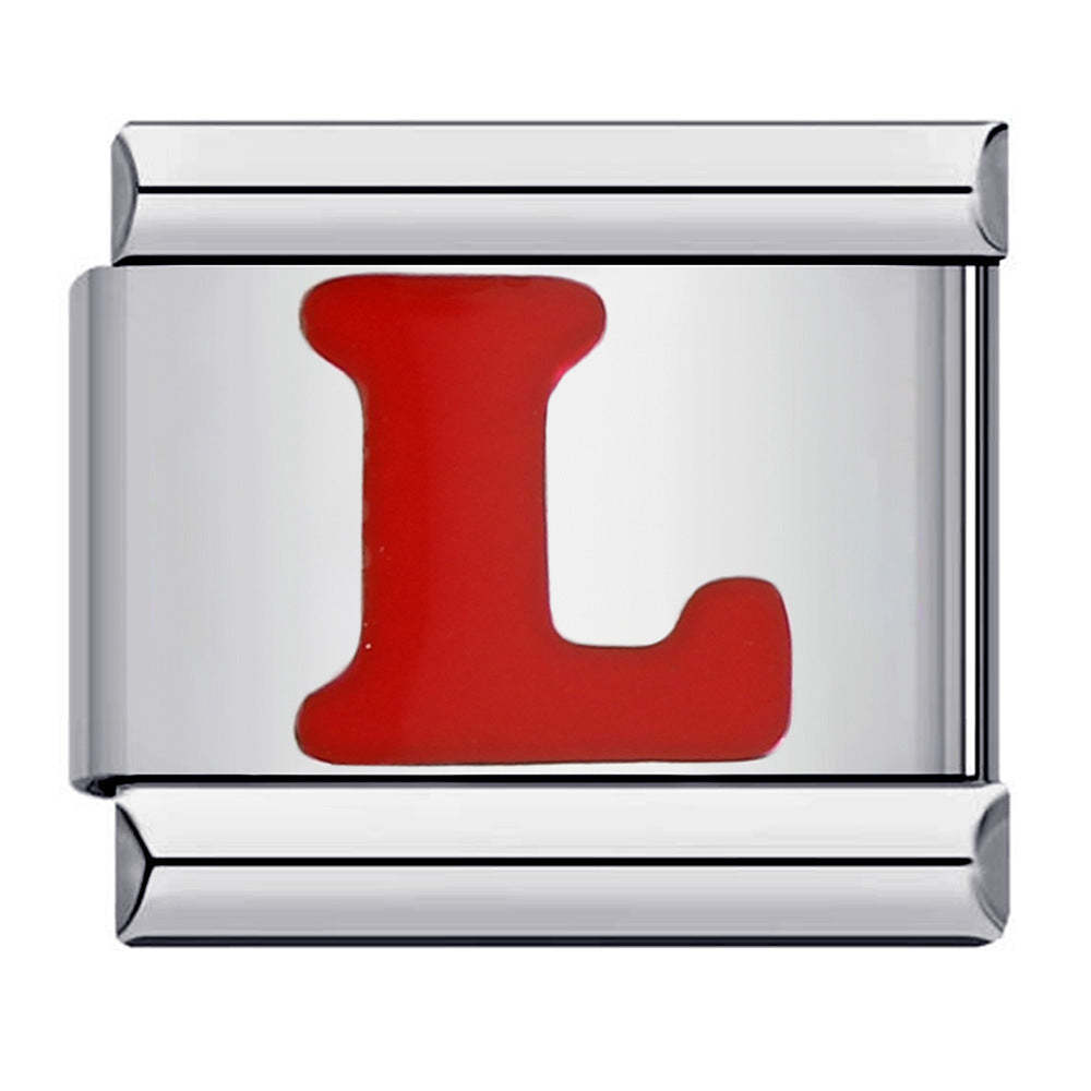Charm Italiano Lettera L Rossa Per Braccialetti Con Charm Italiani Link Composable - soufeelit