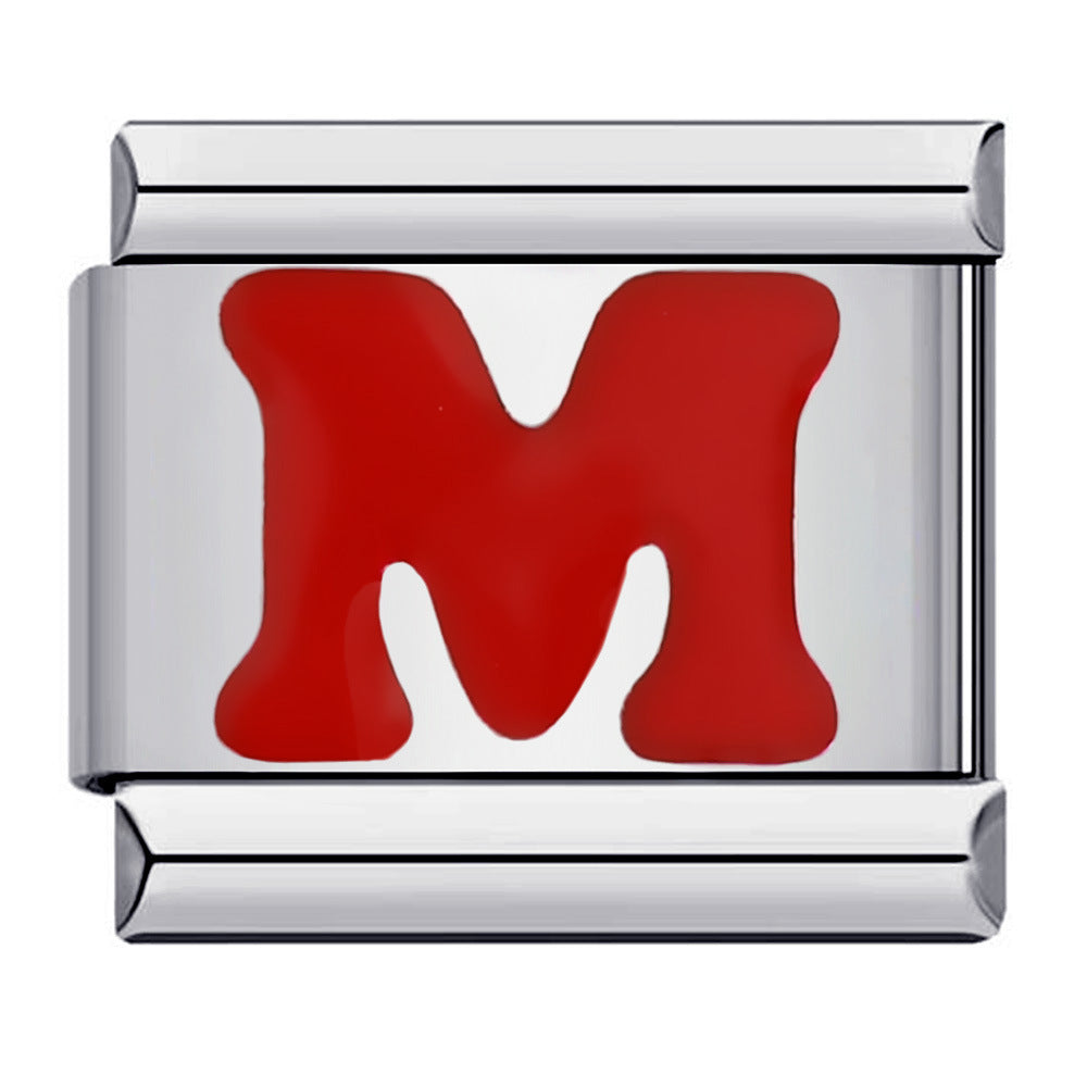 Charm Italiano Lettera M Rossa Per Braccialetti Con Charm Italiani Link Composable - soufeelit