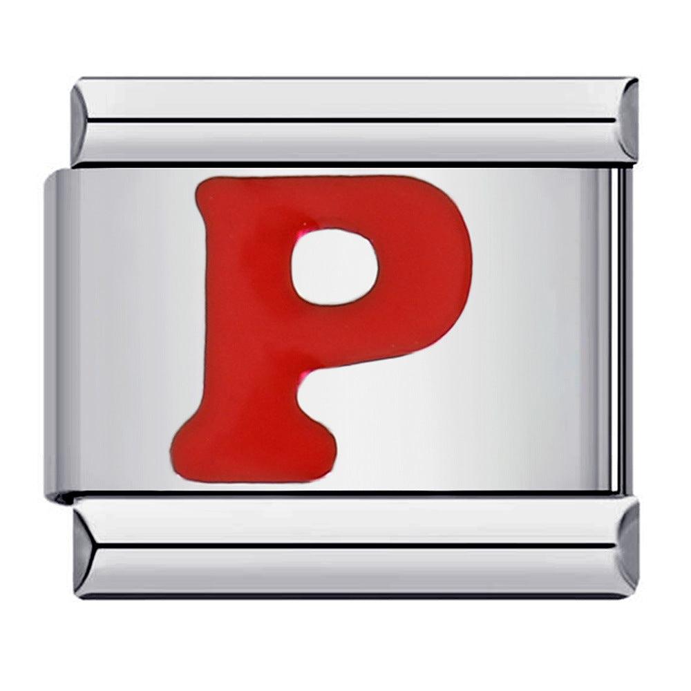 Charm Italiano Lettera P Rossa Per Braccialetti Con Charm Italiani Link Composable - soufeelit
