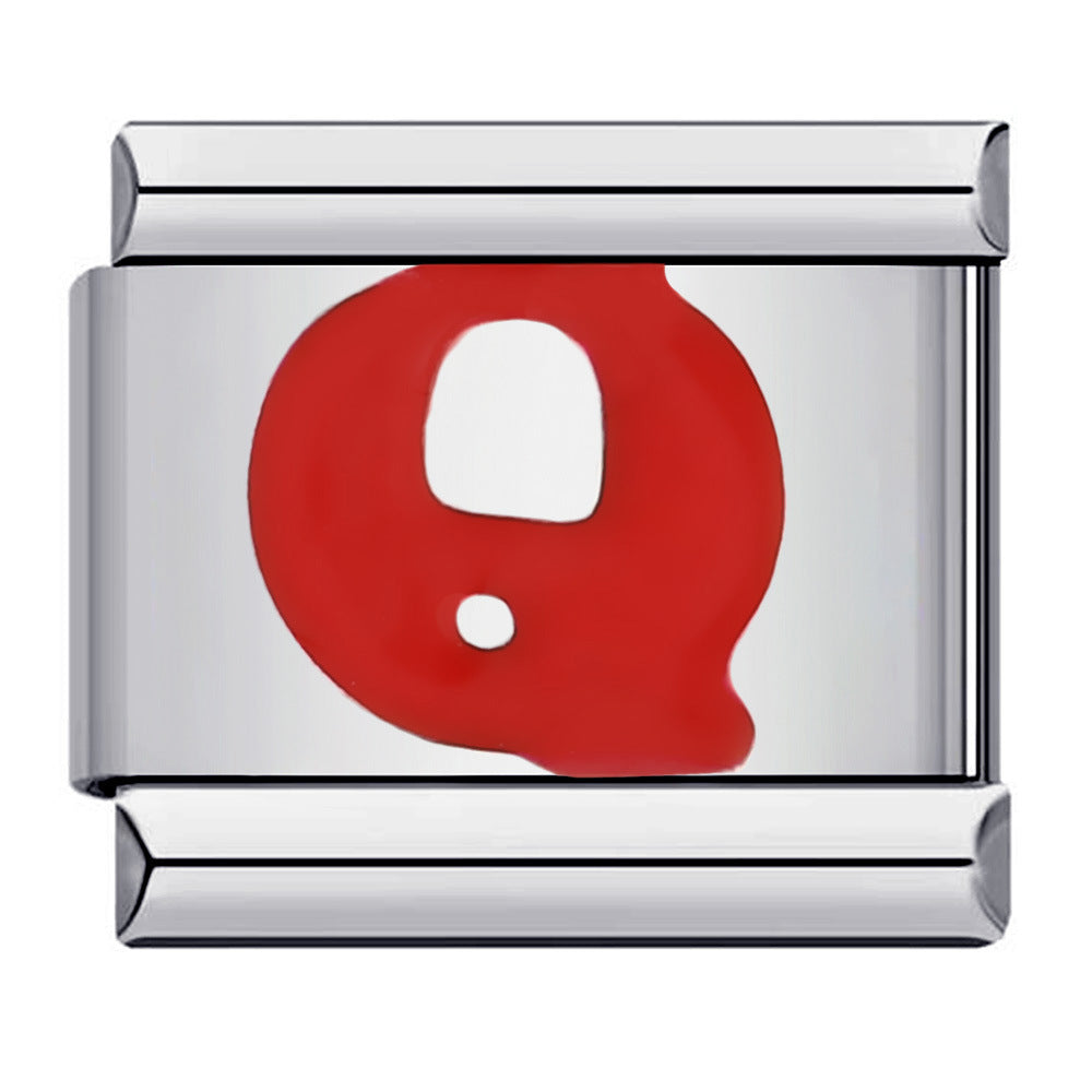 Charm Italiano Lettera Q Rossa Per Braccialetti Con Charm Italiani Link Composable - soufeelit