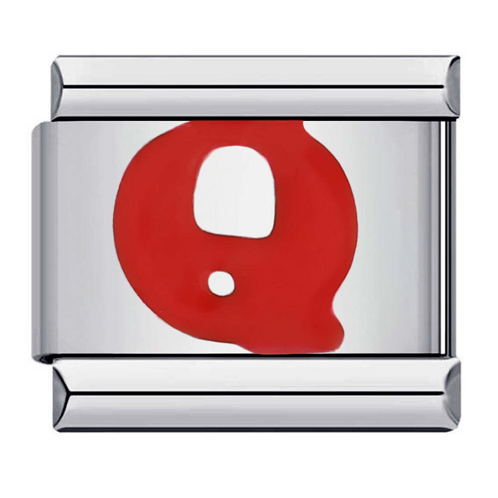 Charm Italiano Lettera Q Rossa Per Braccialetti Con Charm Italiani Link Composable - soufeelit