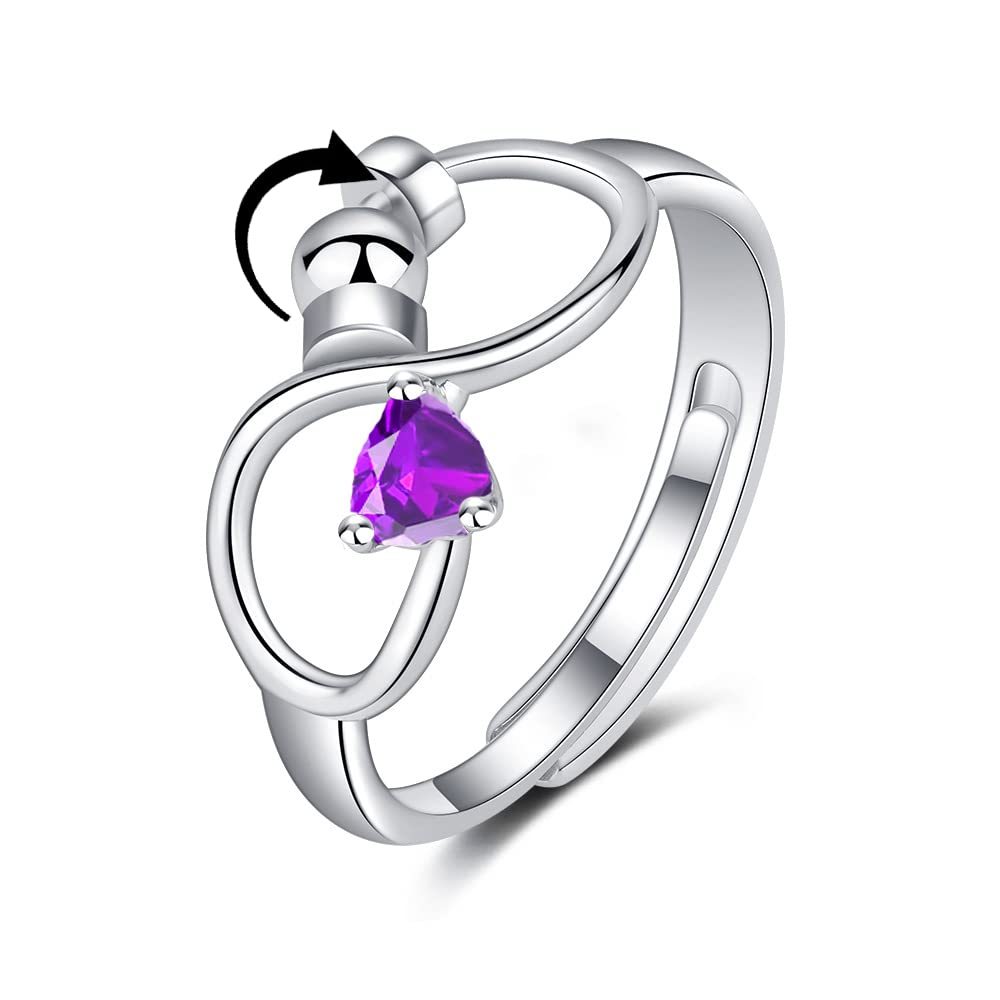 Anello Rotante Regolabile Per L'ansia Di Fidget Per Donne E Ragazze Con 12 Gioielli Con Pietre Portafortuna Per Regalo Di Compleanno - soufeelit