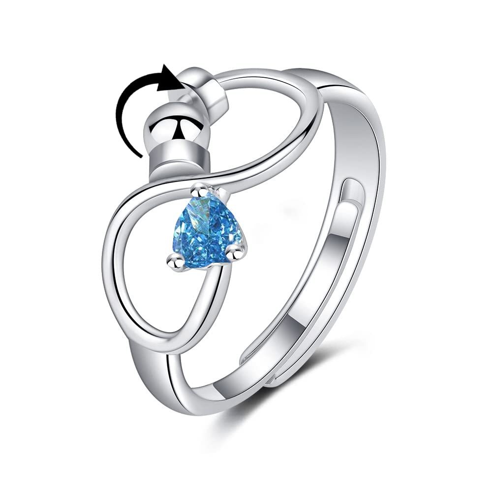 Anello Rotante Regolabile Per L'ansia Di Fidget Per Donne E Ragazze Con 12 Gioielli Con Pietre Portafortuna Per Regalo Di Compleanno - soufeelit