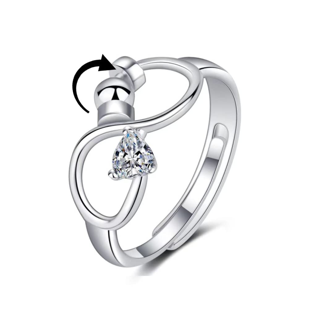 Anello Rotante Regolabile Per L'ansia Di Fidget Per Donne E Ragazze Con 12 Gioielli Con Pietre Portafortuna Per Regalo Di Compleanno - soufeelit