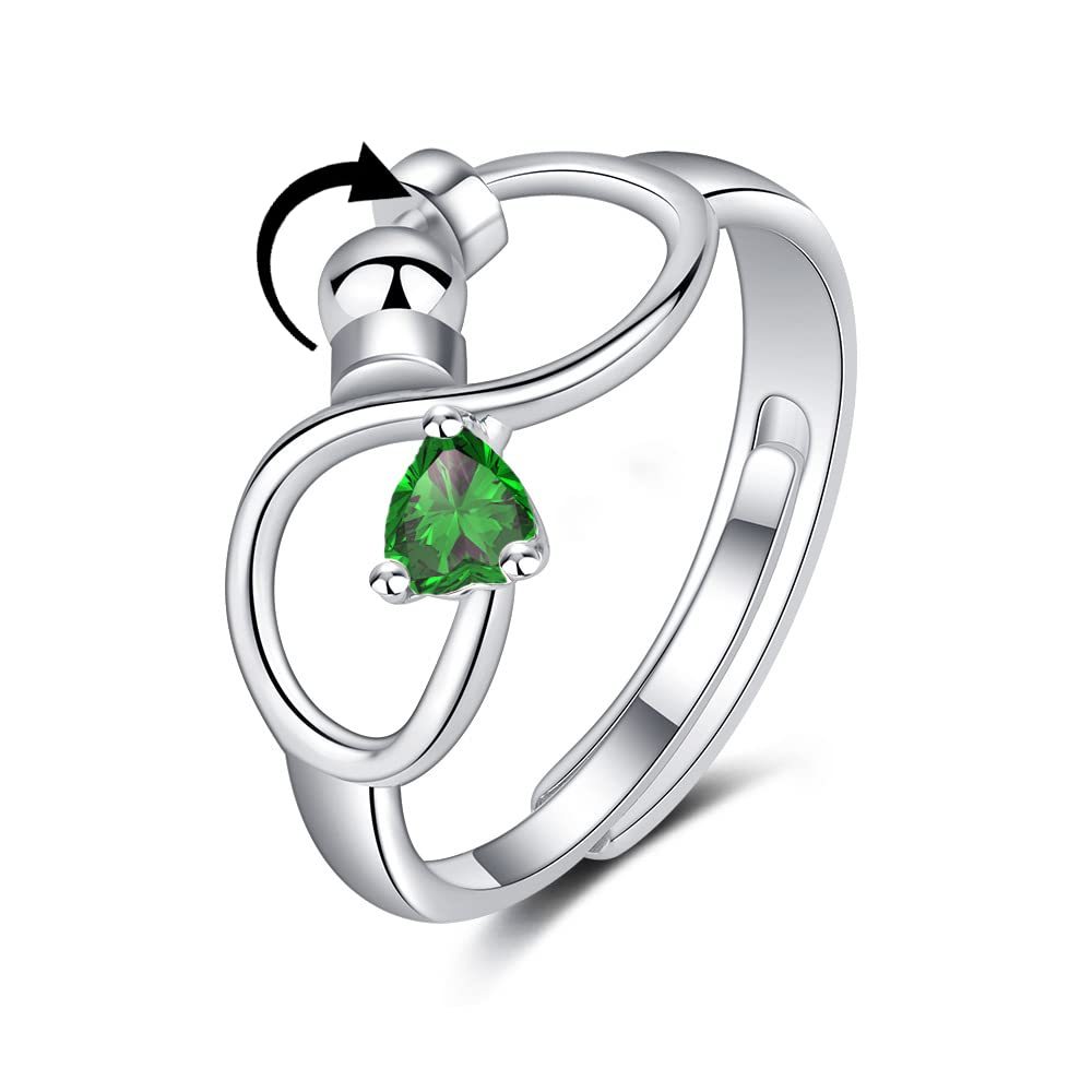 Anello Rotante Regolabile Per L'ansia Di Fidget Per Donne E Ragazze Con 12 Gioielli Con Pietre Portafortuna Per Regalo Di Compleanno - soufeelit
