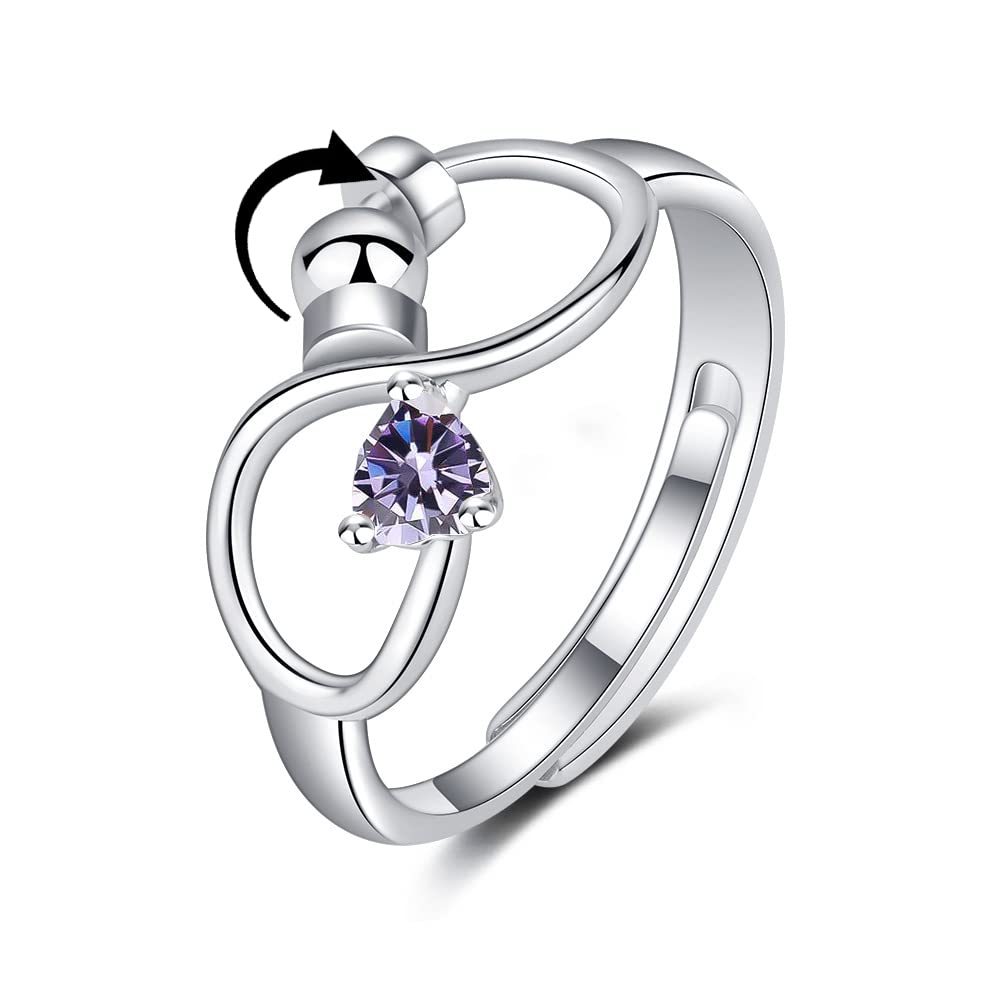 Anello Rotante Regolabile Per L'ansia Di Fidget Per Donne E Ragazze Con 12 Gioielli Con Pietre Portafortuna Per Regalo Di Compleanno - soufeelit