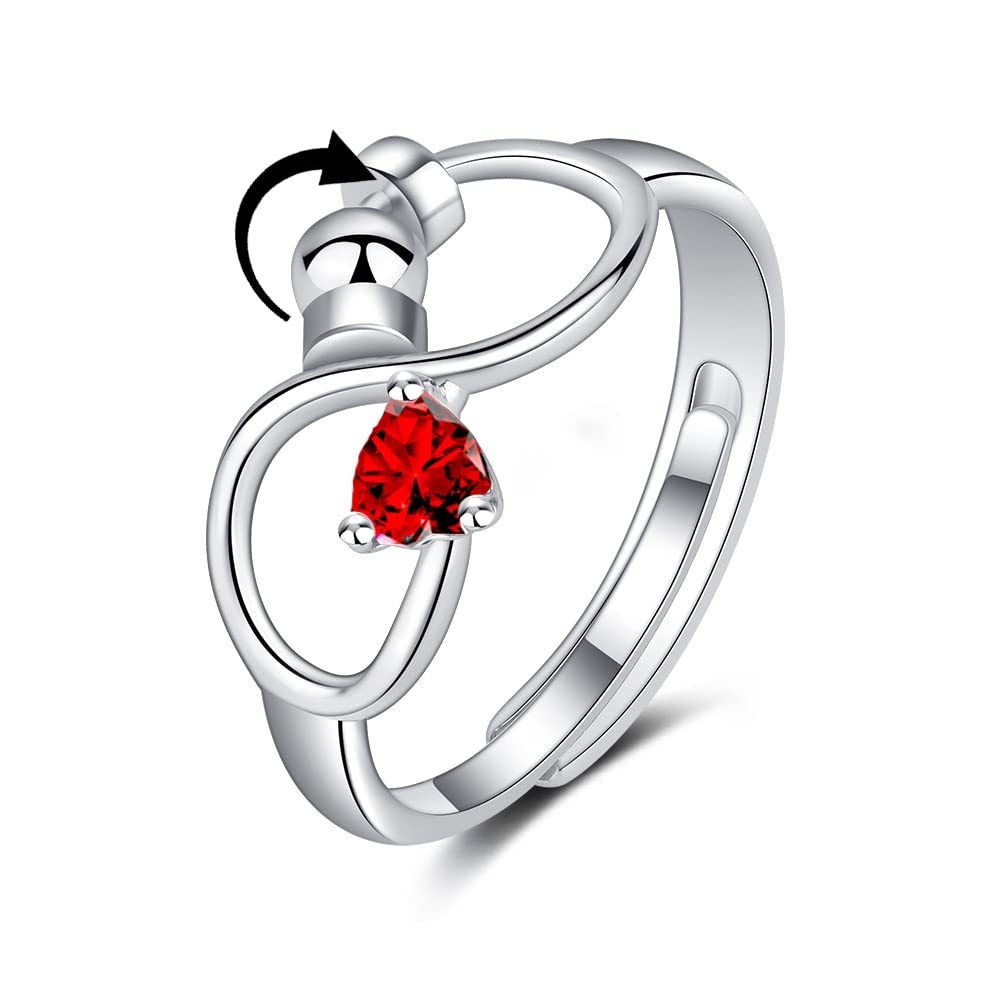 Anello Rotante Regolabile Per L'ansia Di Fidget Per Donne E Ragazze Con 12 Gioielli Con Pietre Portafortuna Per Regalo Di Compleanno - soufeelit