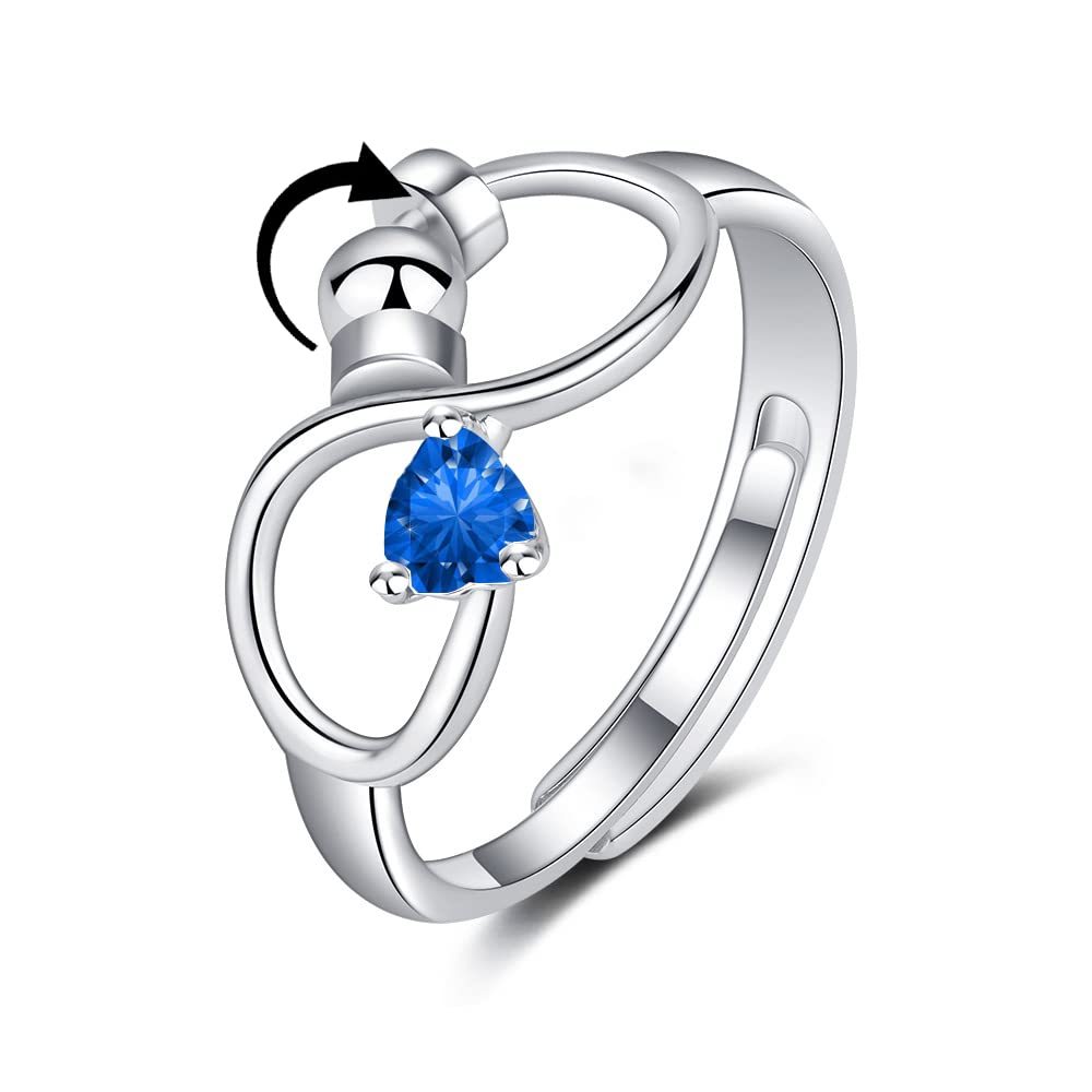 Anello Rotante Regolabile Per L'ansia Di Fidget Per Donne E Ragazze Con 12 Gioielli Con Pietre Portafortuna Per Regalo Di Compleanno - soufeelit
