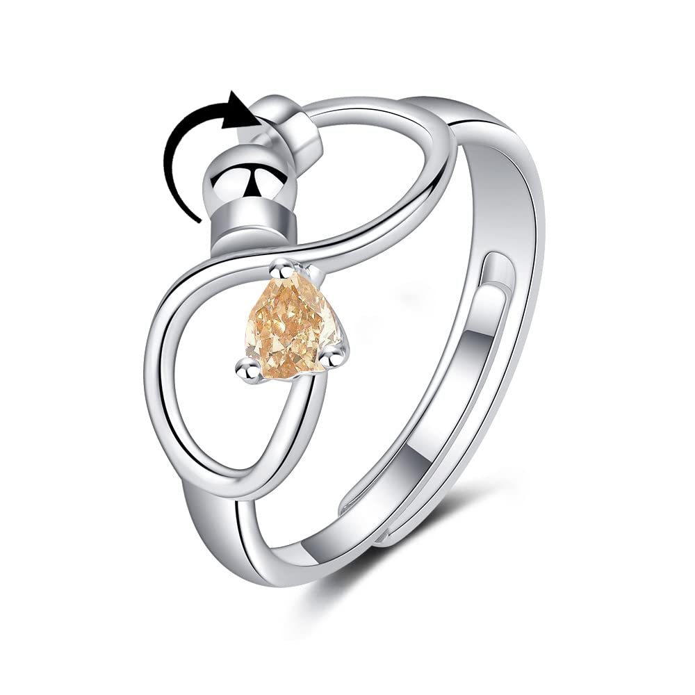 Anello Rotante Regolabile Per L'ansia Di Fidget Per Donne E Ragazze Con 12 Gioielli Con Pietre Portafortuna Per Regalo Di Compleanno - soufeelit