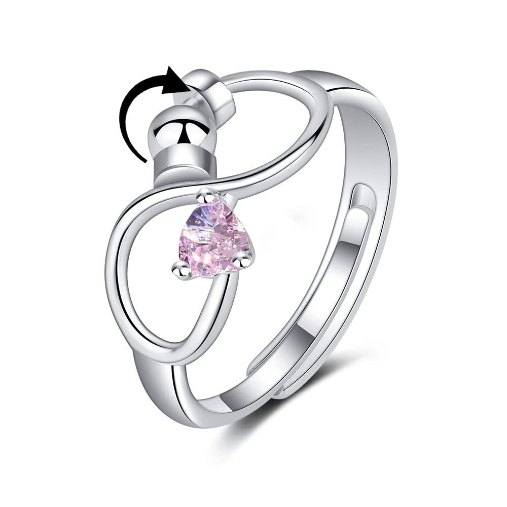 Anello Rotante Regolabile Per L'ansia Di Fidget Per Donne E Ragazze Con 12 Gioielli Con Pietre Portafortuna Per Regalo Di Compleanno - soufeelit