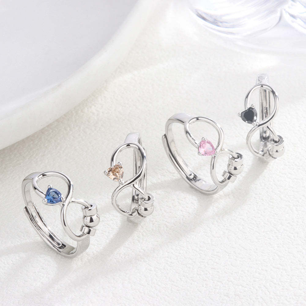Anello Rotante Regolabile Per L'ansia Di Fidget Per Donne E Ragazze Con 12 Gioielli Con Pietre Portafortuna Per Regalo Di Compleanno - soufeelit