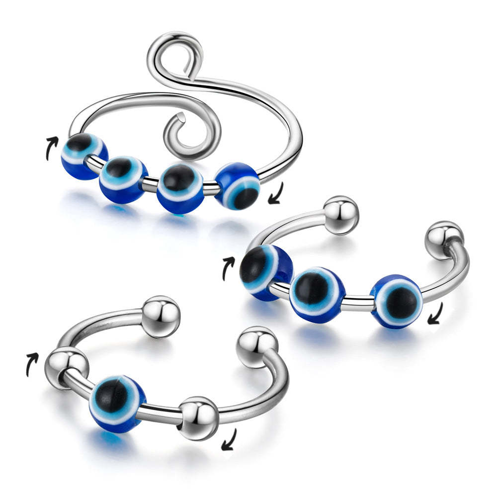 Anello Di Ansia Fidget Anello Spinner Aperto Regolabile Per Occhi Diabolici Per Regali Di Gioielli - soufeelit
