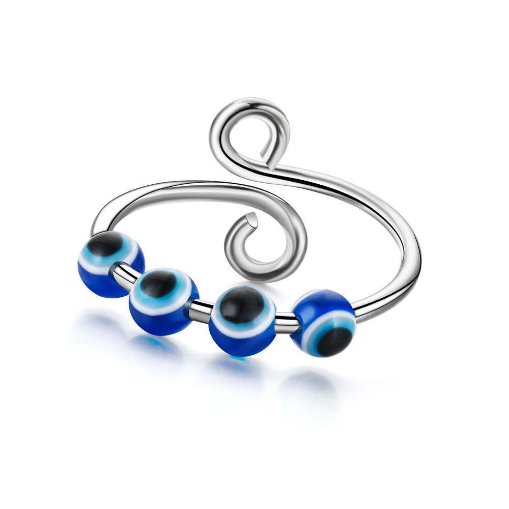 Anello Di Ansia Fidget Anello Spinner Aperto Regolabile Per Occhi Diabolici Per Regali Di Gioielli - soufeelit