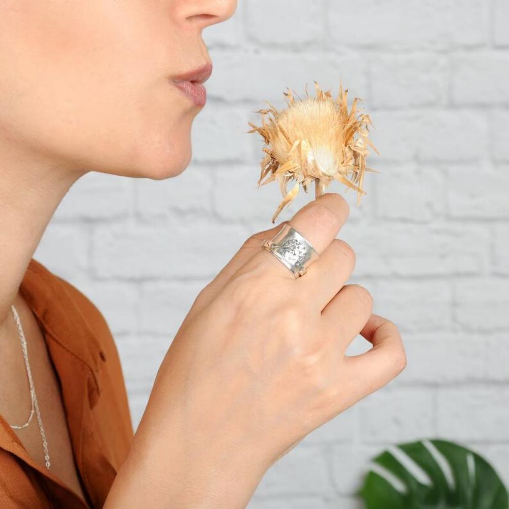 Anello Fidget Per L'ansia Anello Spinner Per Meditazione Con Tarassaco Vintage, Regali Per Donne E Ragazze - soufeelit