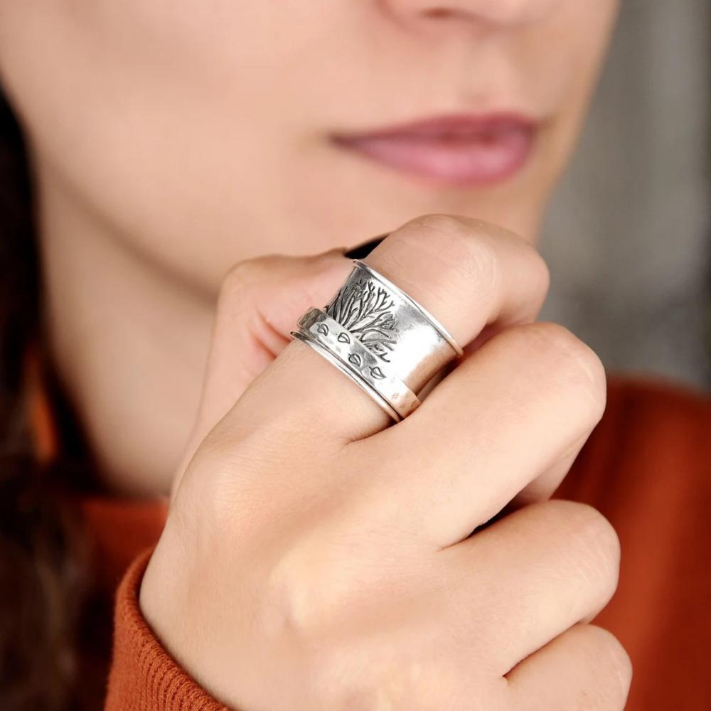 Fidget Ansia Anello Meditazione Foglia Spinner Anello Gioielli Regali Per Donne Ragazze - soufeelit