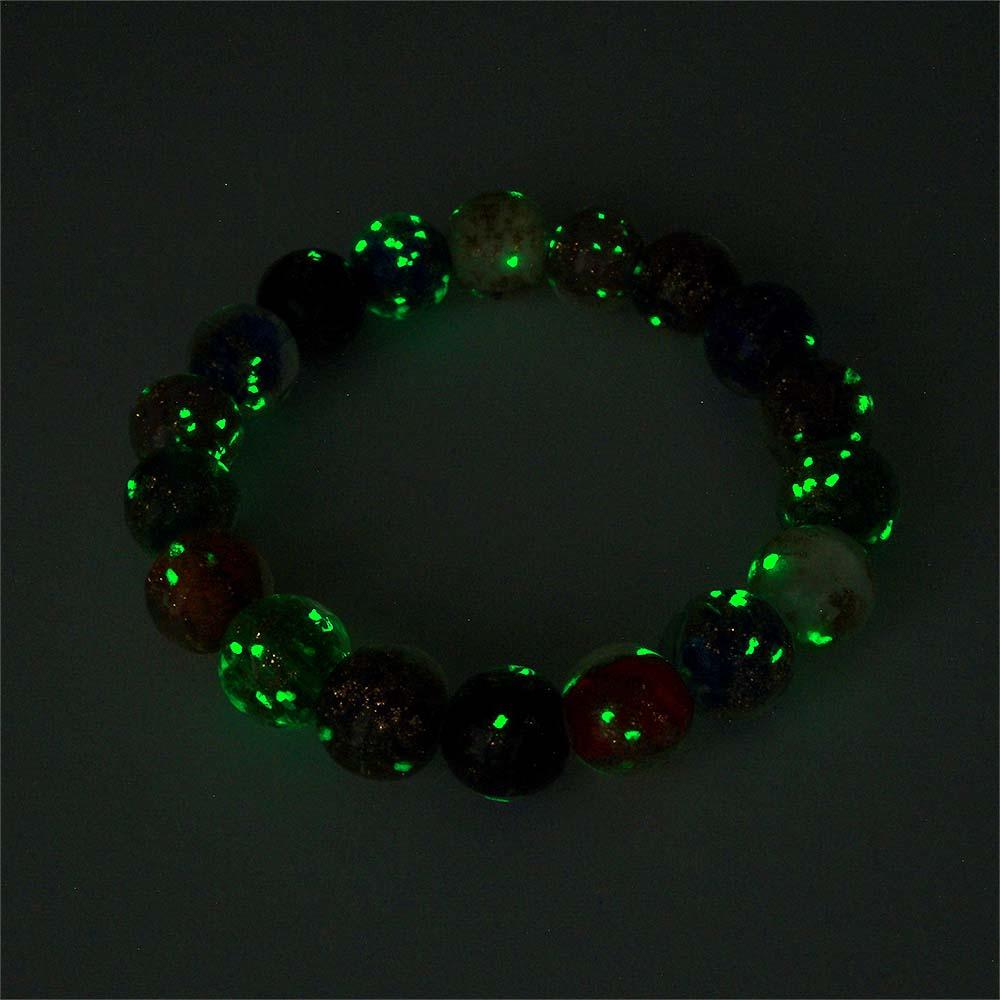 Bracciale Con Perline Elasticizzate In Vetro Colorato Lucciola. Bracciale Luminoso Che Si Illumina Al Buio - soufeelit
