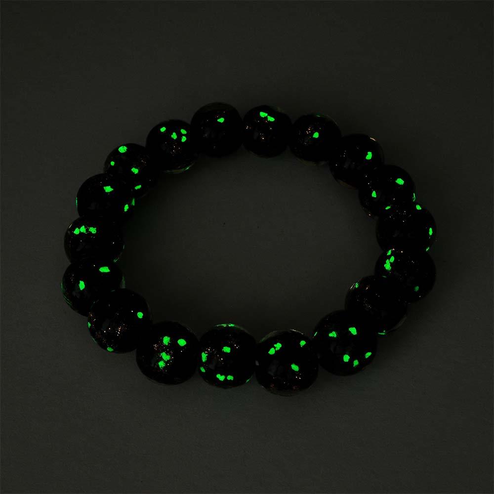 Bracciale Con Perline Elasticizzate In Vetro Nero Firefly Bracciale Luminoso Che Si Illumina Al Buio - soufeelit