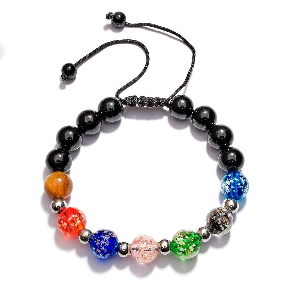 Bracciale Intrecciato In Vetro Lucciola A Sei Colori Con Perline D'argento Luminose Bracciale Luminoso Che Si Illumina Al Buio - soufeelit