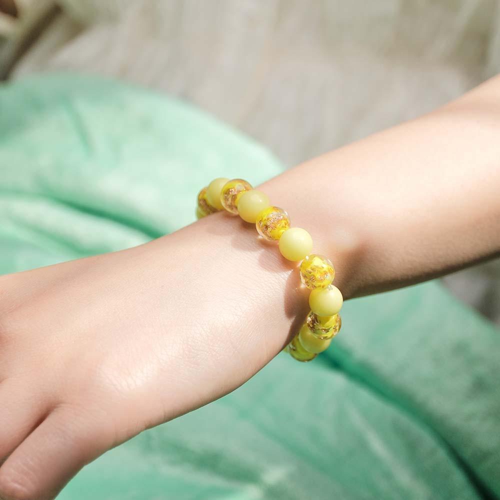 Bracciale Con Perline Elasticizzate In Vetro Giallo Lucciola. Bracciale Luminoso Che Si Illumina Al Buio - soufeelit